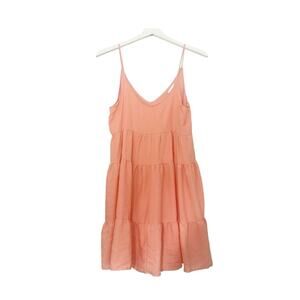 Altar’d State Peach Orange Sherbet Ruffle Tiered Dress Swing Dress Size Medium